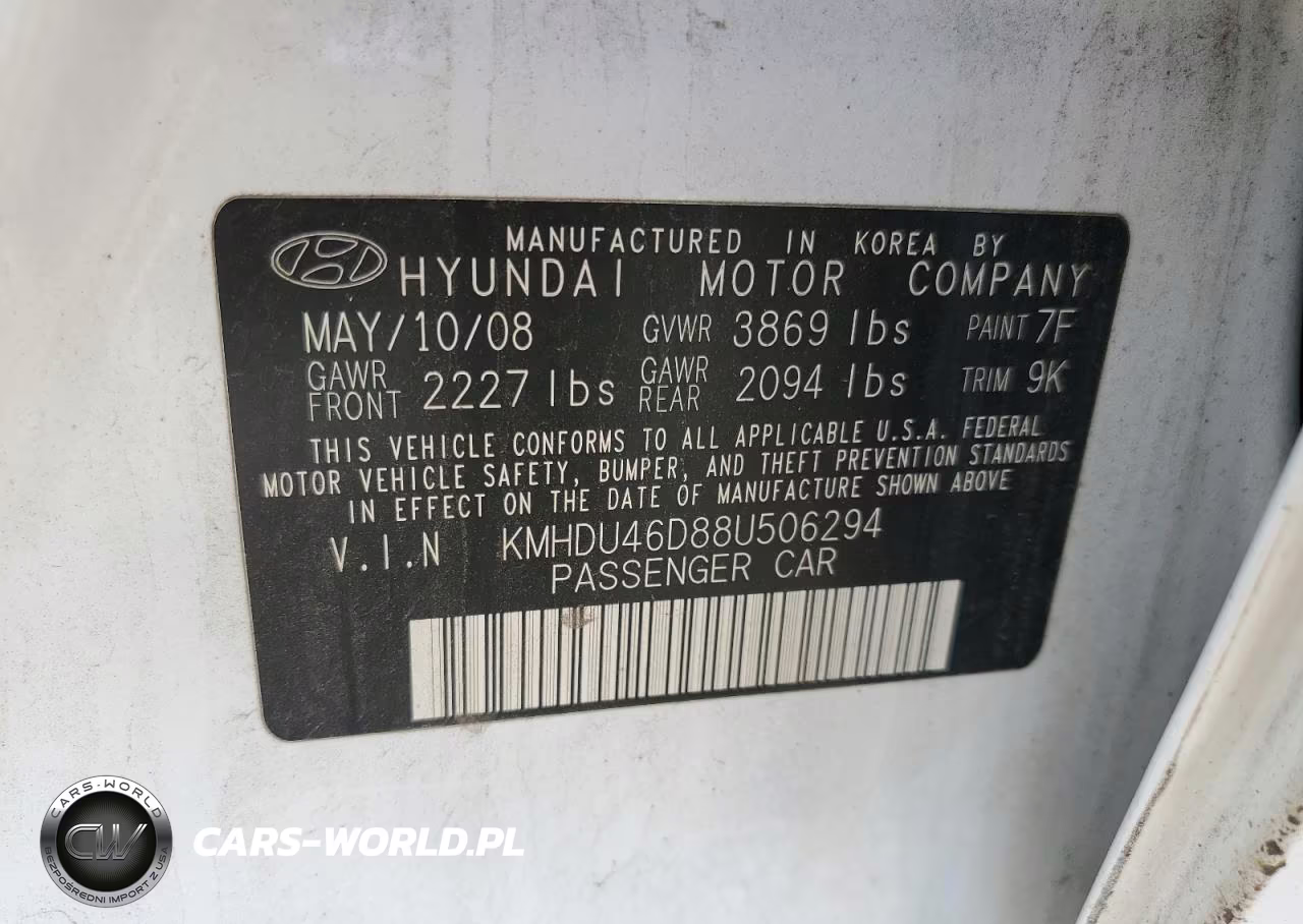 2008 Hyundai Elantra Gls VIN:KMHDU46D88U506294 - 13
