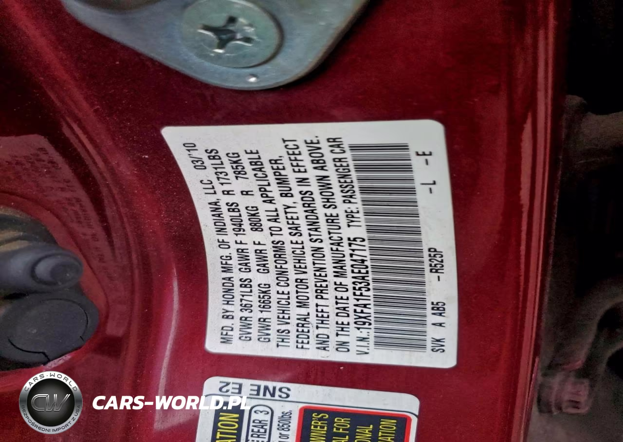 2010 Honda Civic Lx VIN:19XFA1F53AE047175 - 13
