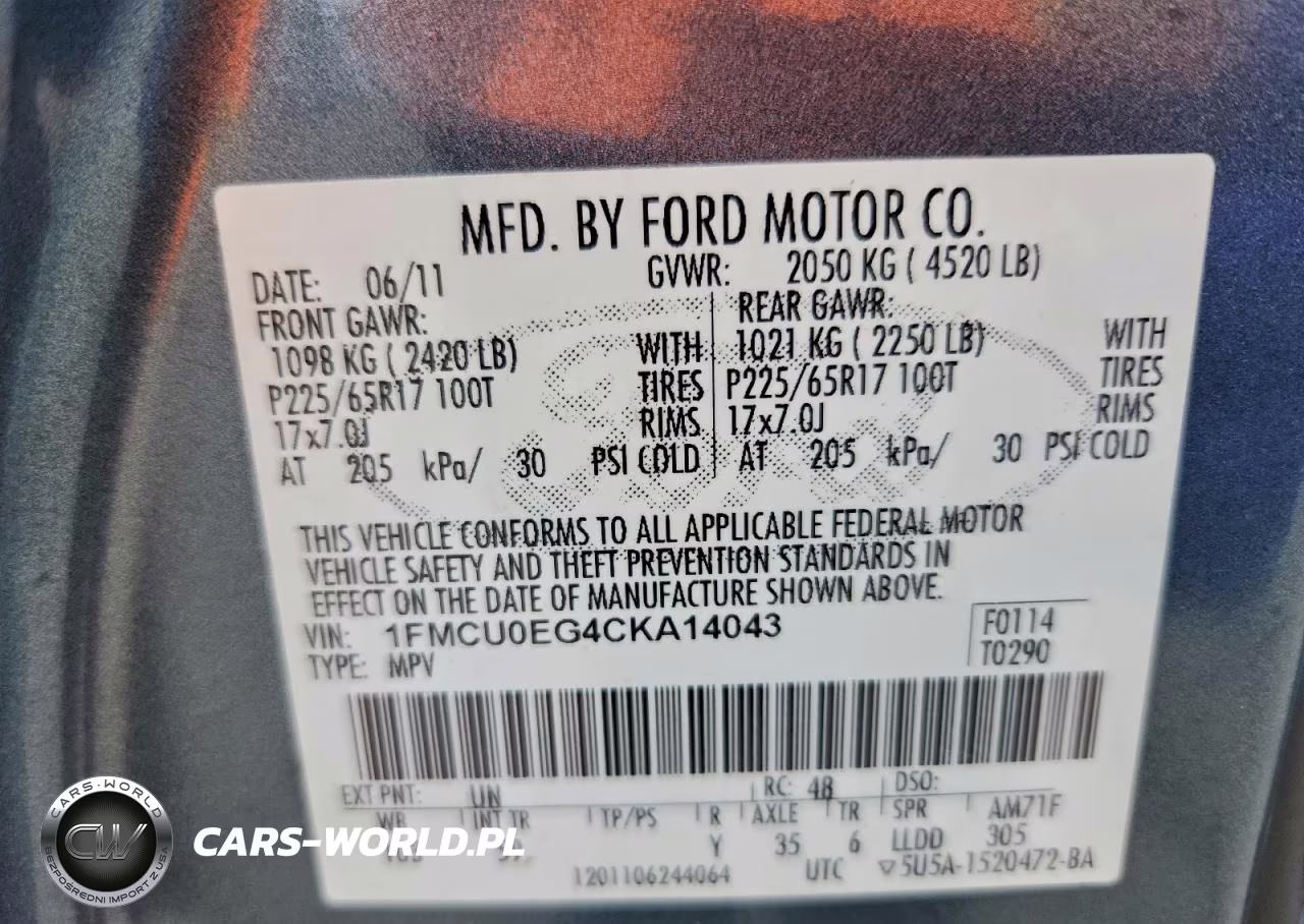 2012 Ford Escape Limited VIN:1FMCU0EG4CKA14043 - 13