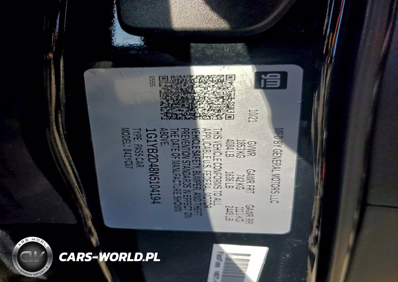 2022 Chevrolet Corvette Stingray 2Lt VIN:1G1YB2D48N5104194 - 12