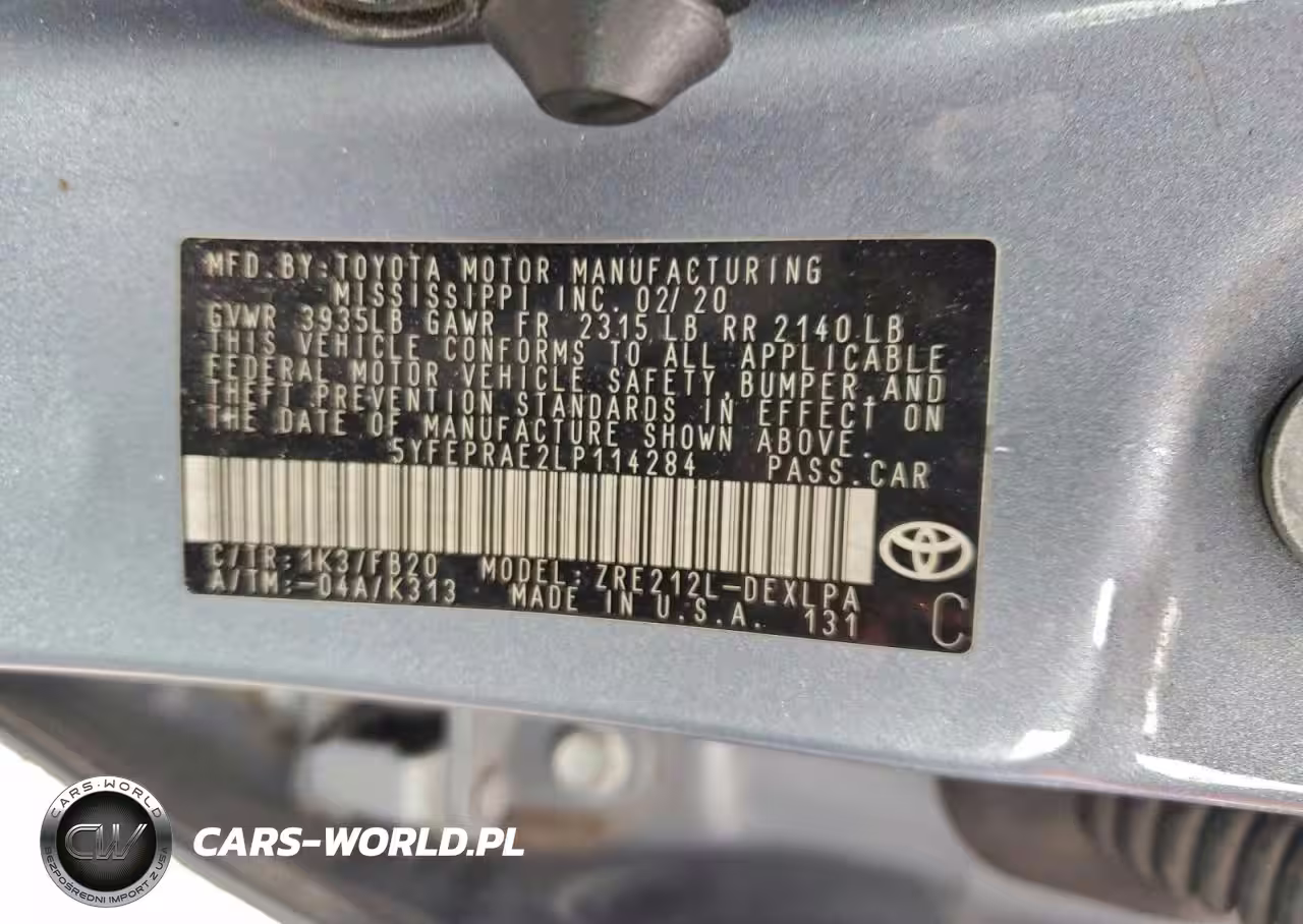 2020 Toyota Corolla Le VIN:5YFEPRAE2LP114284 - 12