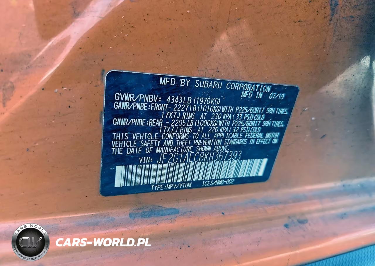 2019 Subaru Crosstrek Premium VIN:JF2GTAEC8KH367393 - 12