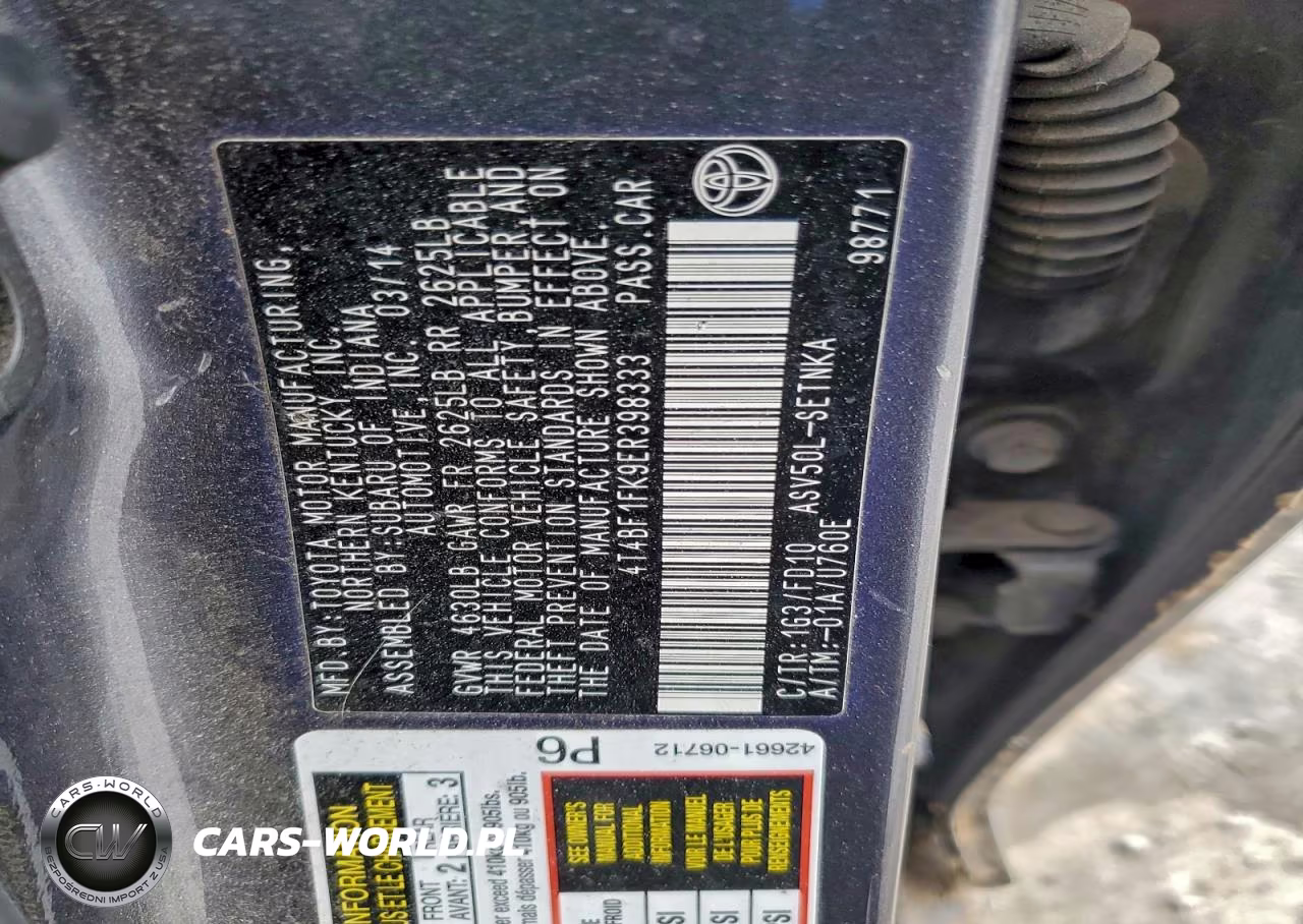 2014 Toyota Camry L VIN:4T4BF1FK9ER398333 - 12