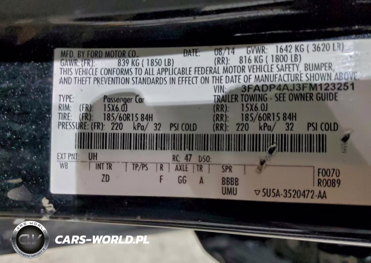 2015 Ford Fiesta S VIN:3FADP4AJ3FM123251 - 12