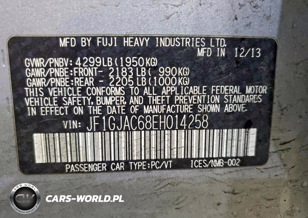 2014 Subaru Impreza Premium VIN:JF1GJAC68EH014258 - 12
