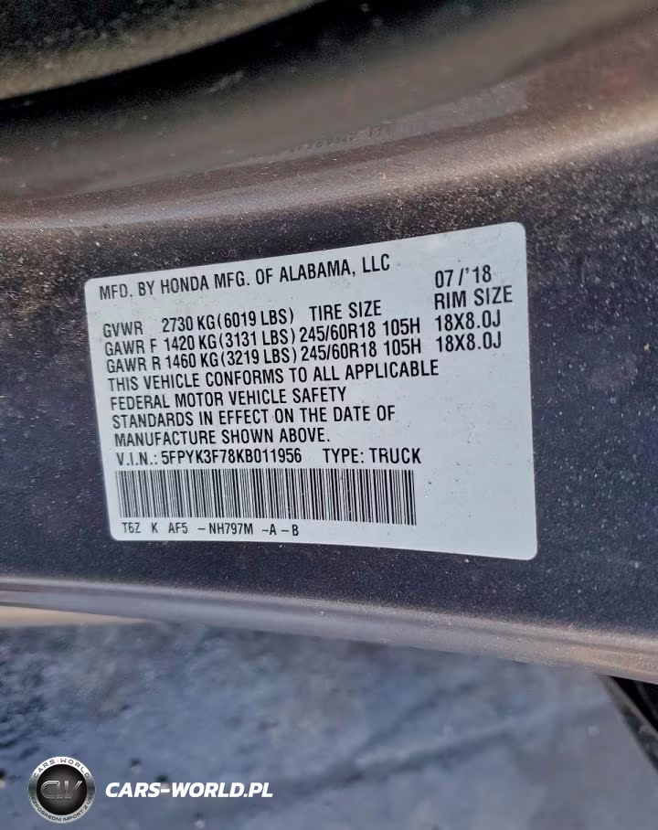 2019 Honda Ridgeline Rtl VIN:5FPYK3F78KB011956 - 12