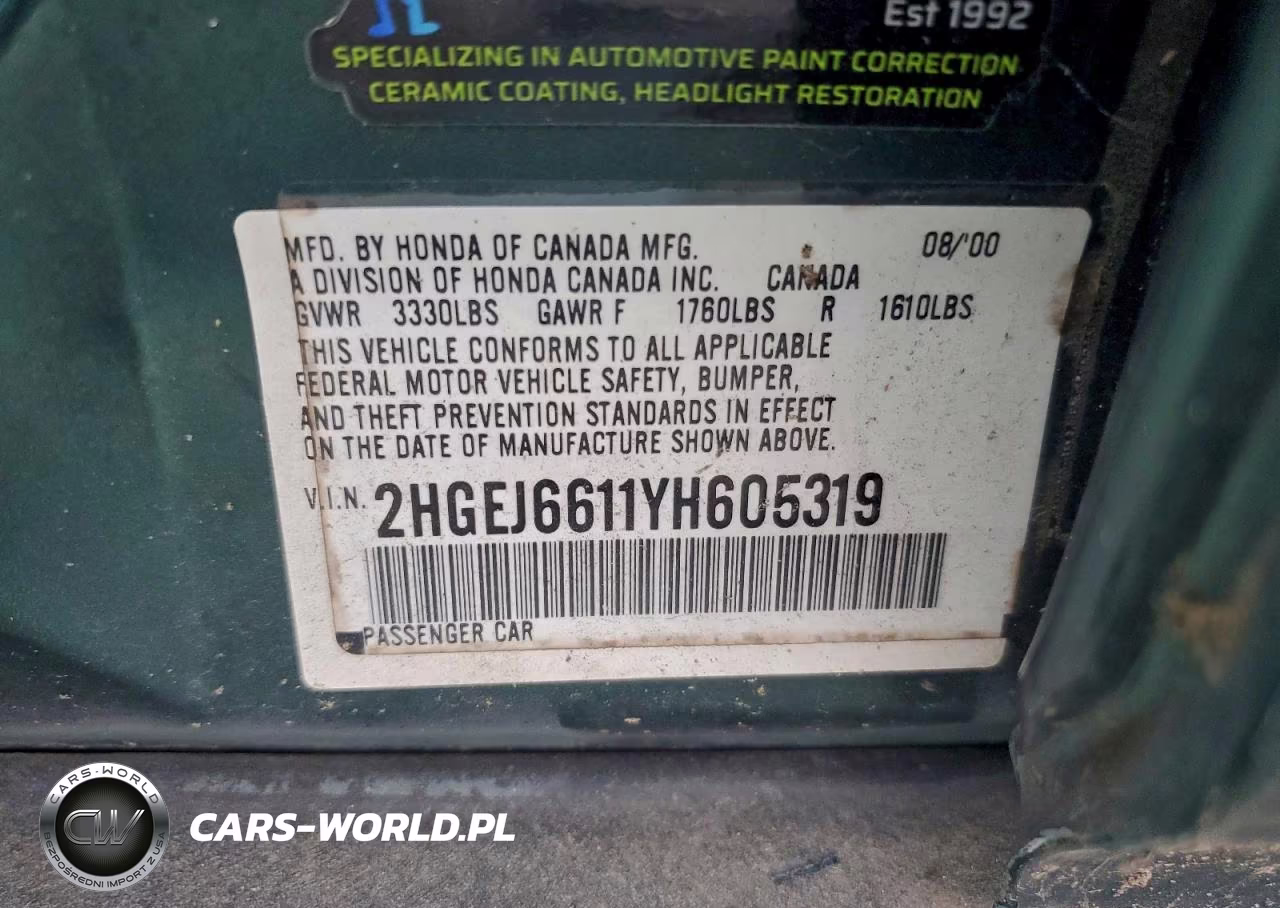 2000 Honda Civic Base VIN:2HGEJ6611YH605319 - 12