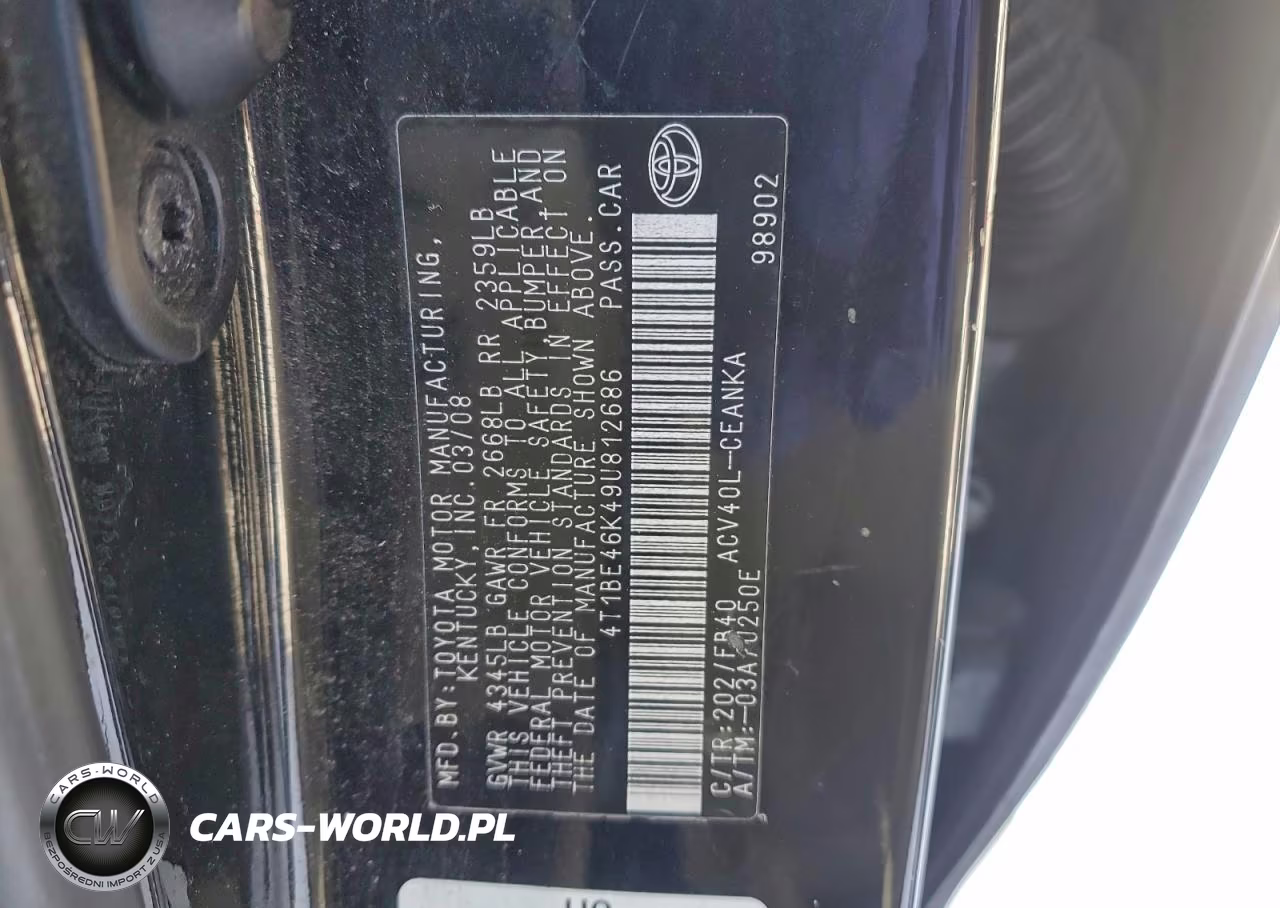2009 Toyota Camry Le VIN:4T1BE46K49U812686 - 12