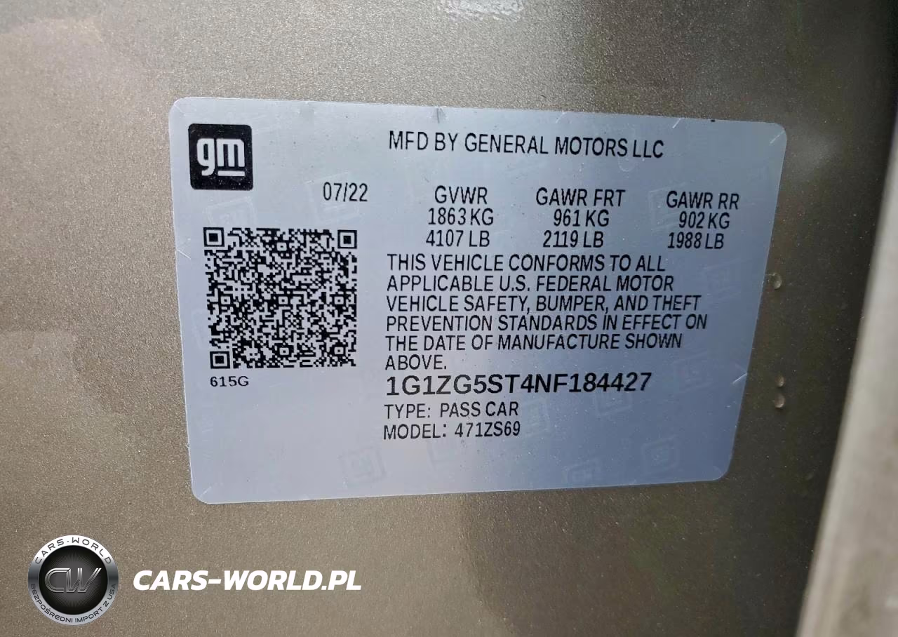 2022 Chevrolet Malibu Rs VIN:1G1ZG5ST4NF184427 - 12