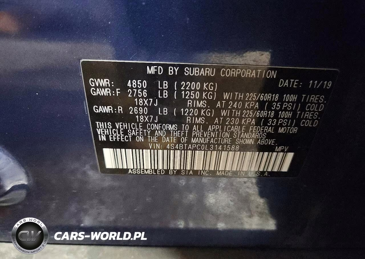 2020 Subaru Outback Touring VIN:4S4BTAPC0L3141588 - 13