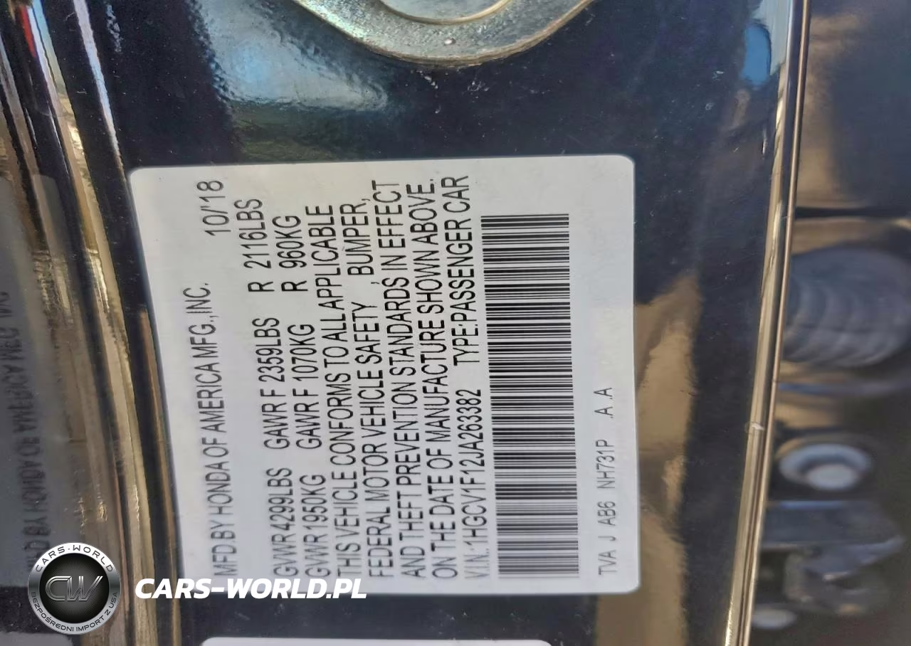 2018 Honda Accord Lx VIN:1HGCV1F12JA263382 - 12
