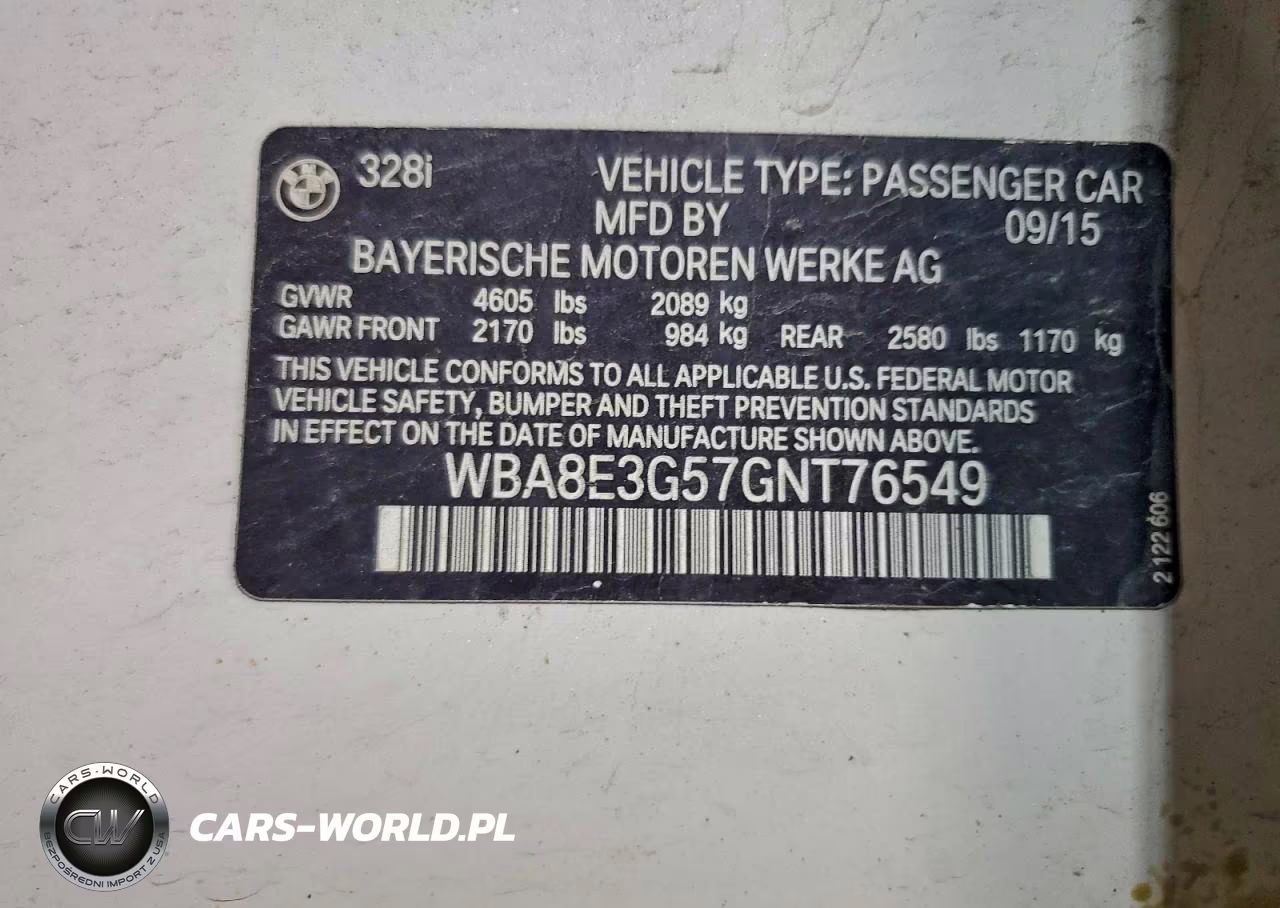 2016 BMW 328 Xi Sulev VIN:WBA8E3G57GNT76549 - 12