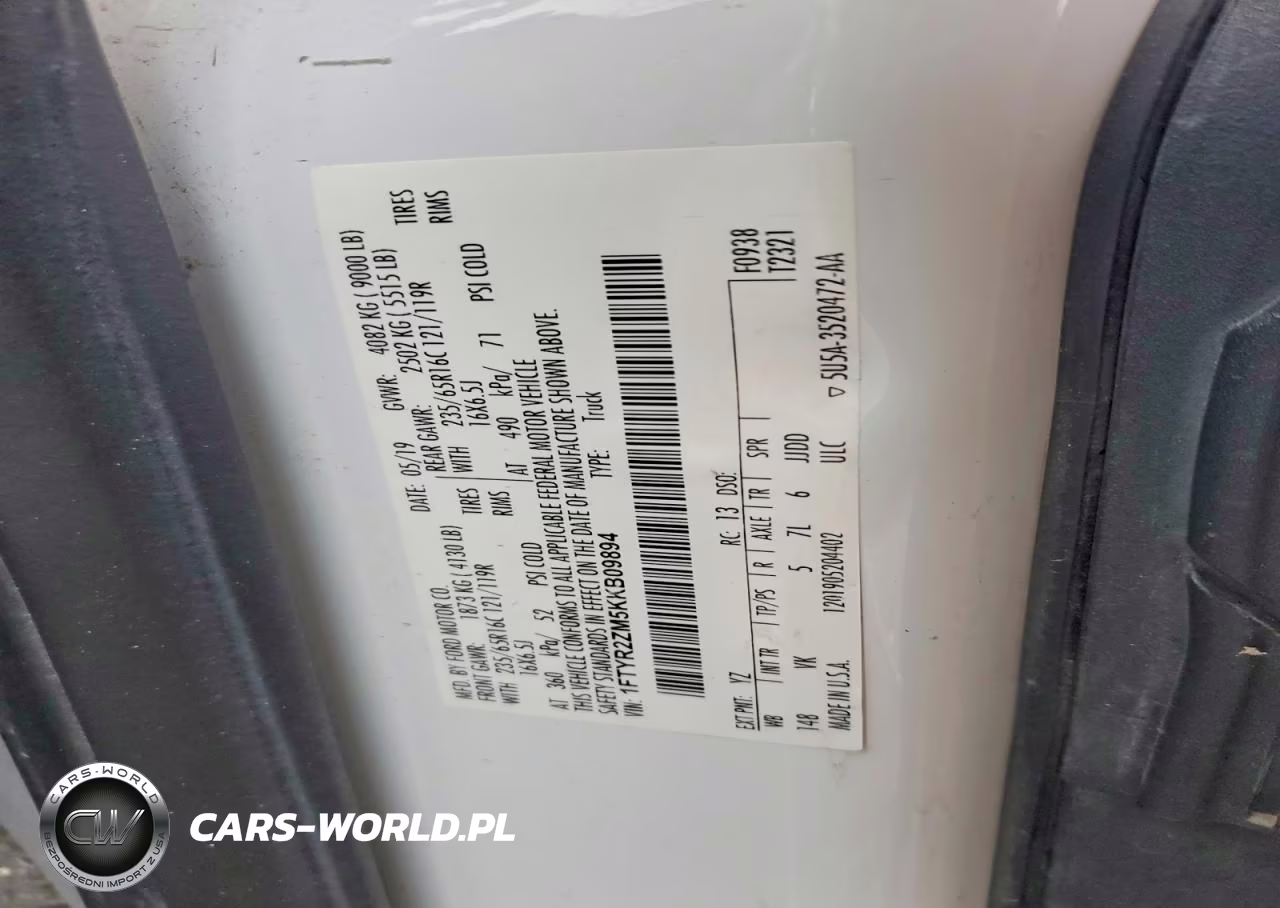 2019 Ford Transit T-250 VIN:1FTYR2ZM5KKB09894 - 13