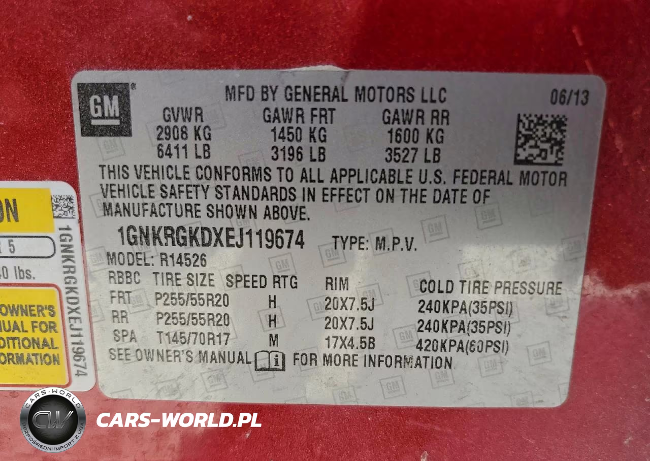 2014 Chevrolet Traverse Lt VIN:1GNKRGKDXEJ119674 - 13