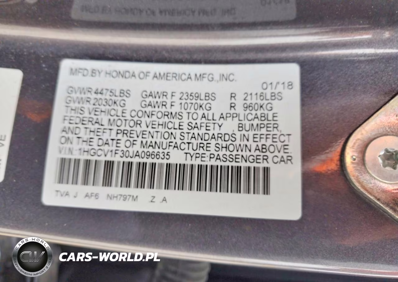 2018 Honda Accord Sport VIN:1HGCV1F30JA096635 - 12