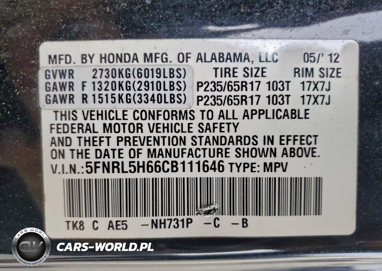 2012 Honda Odyssey Exl VIN:5FNRL5H66CB111646 - 13