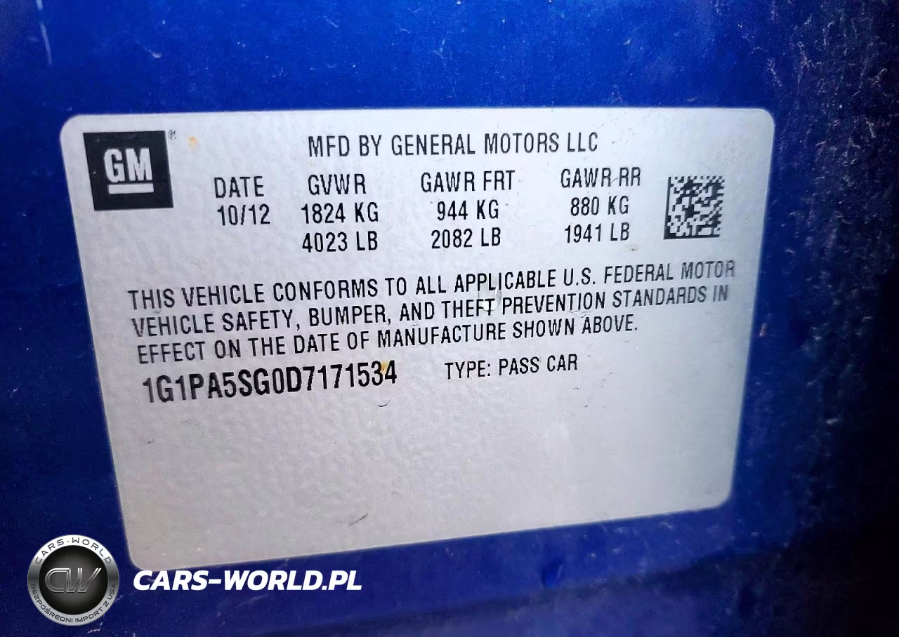 2013 Chevrolet Cruze Ls VIN:1G1PA5SG0D7171534 - 12