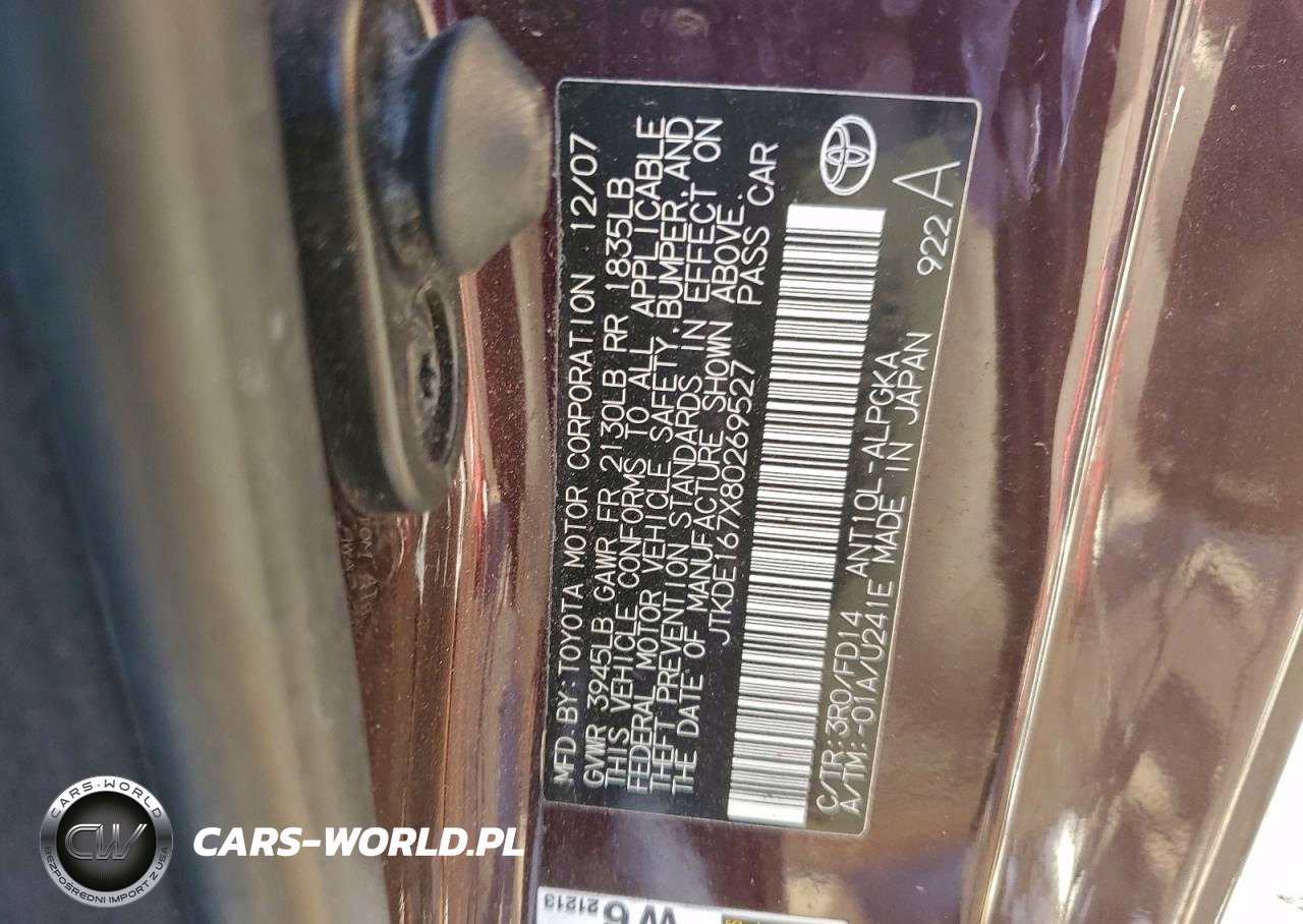 2008 Toyota Scion Tc VIN:JTKDE167X80269527 - 12