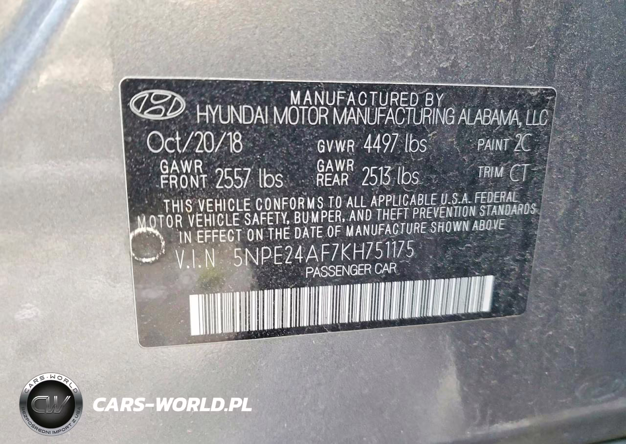 2019 Hyundai Sonata Se VIN:5NPE24AF7KH751175 - 12