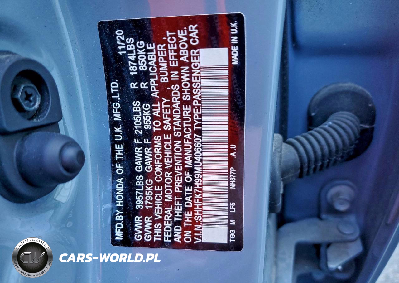 2021 Honda Civic Sport Touring VIN:SHHFK7H99MU406607 - 13