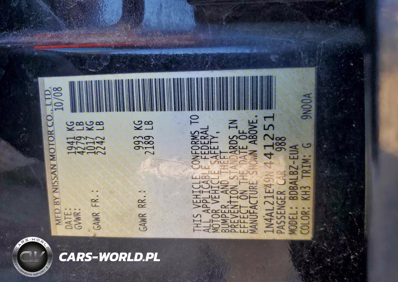 2009 Nissan Altima 2.5 VIN:1N4AL21E49N441251 - 12