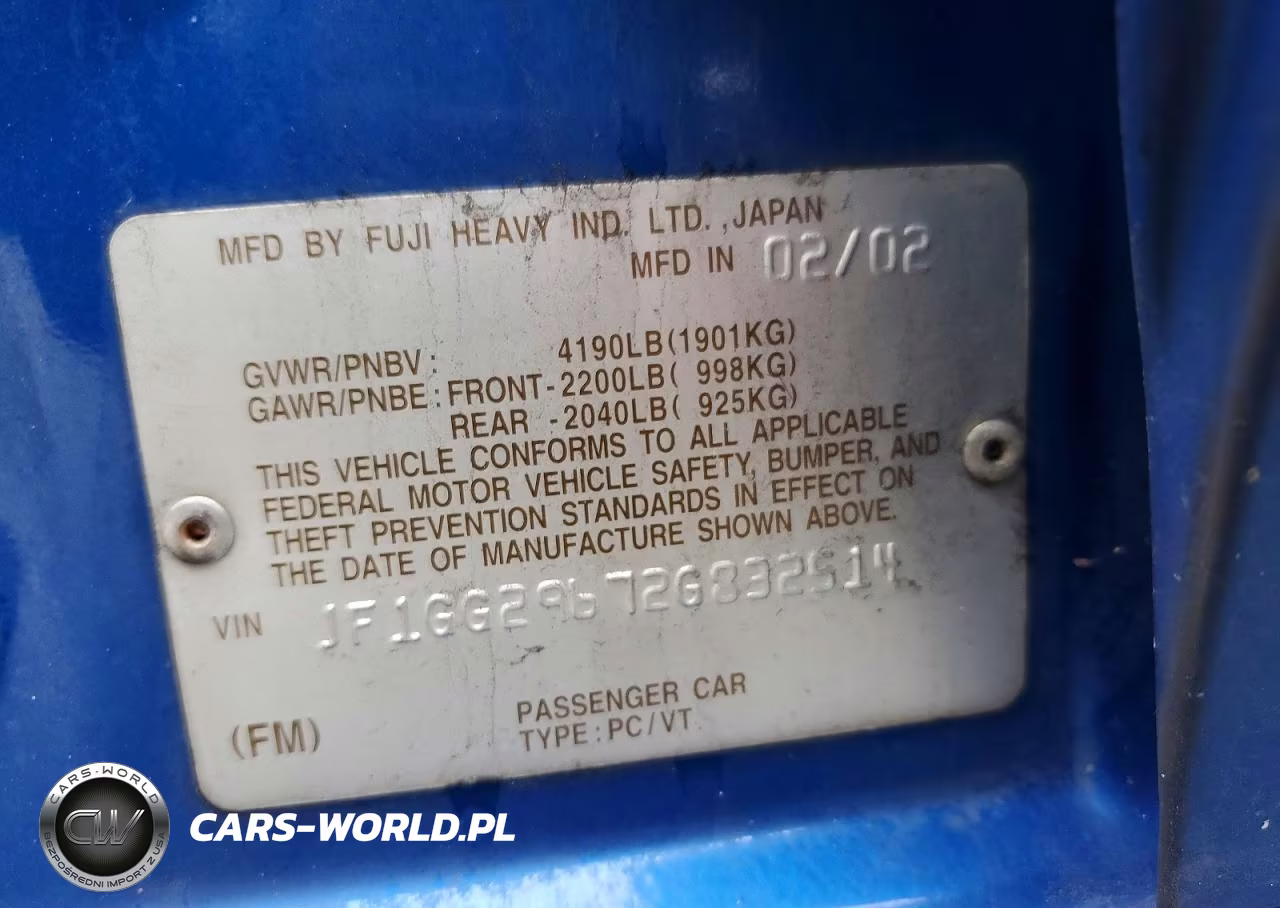 2002 Subaru Impreza Wrx VIN:JF1GG29672G832514 - 13