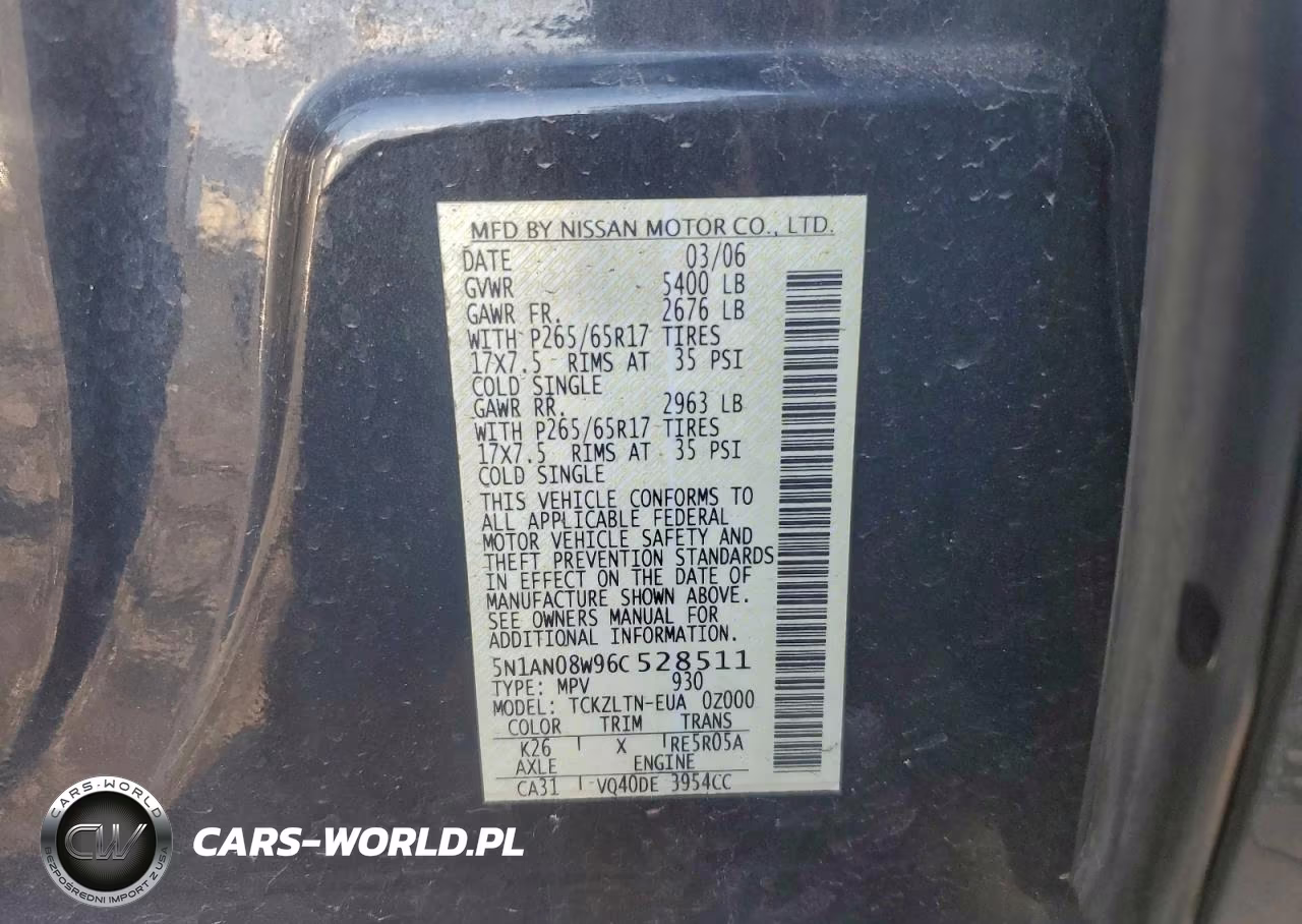2006 Nissan Xterra VIN:5N1AN08W96C528511 - 13