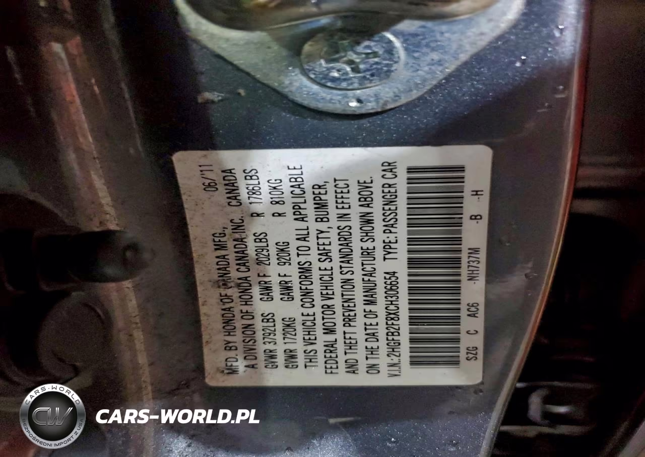 2012 Honda Civic Ex VIN:2HGFB2F8XCH306654 - 12