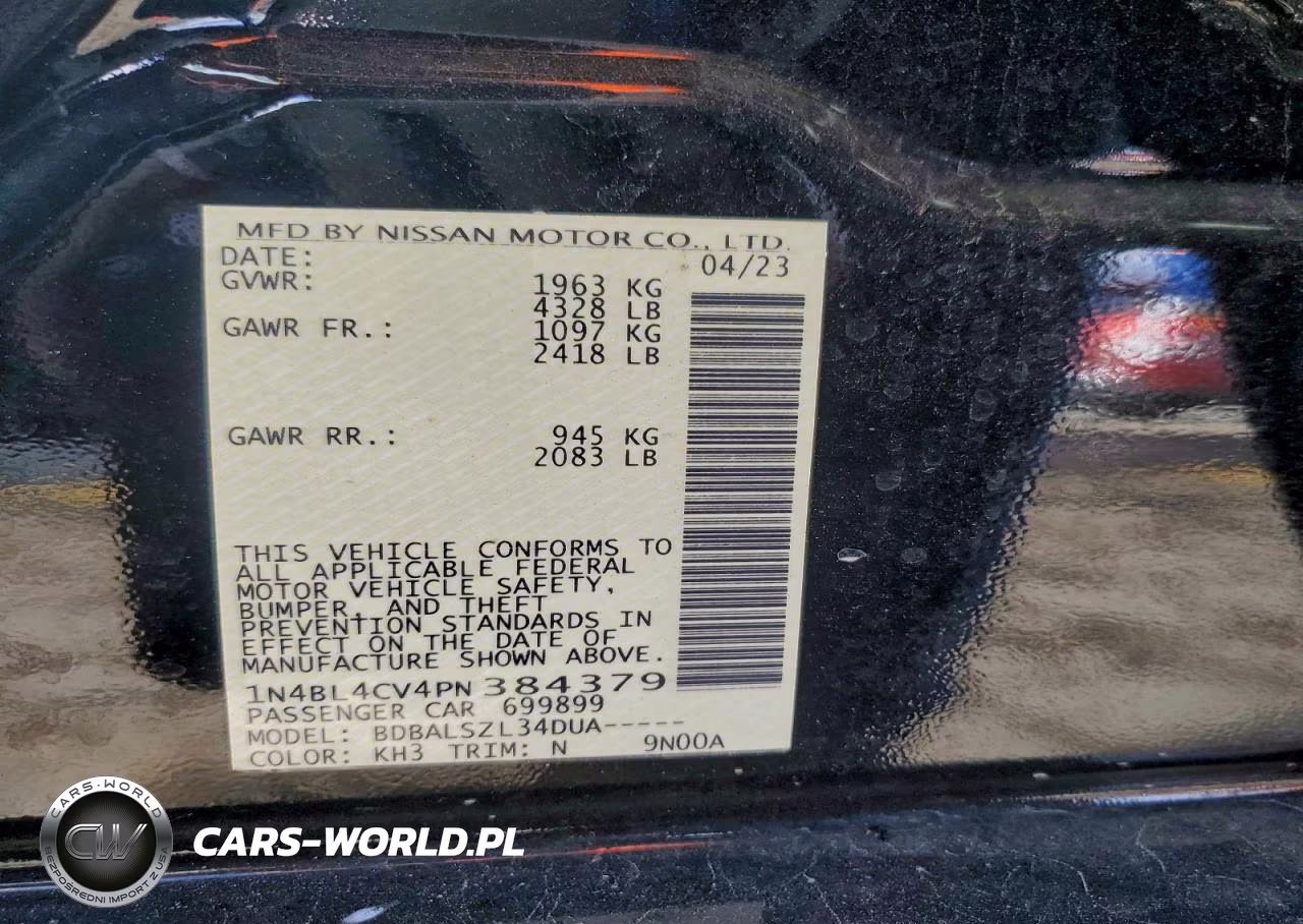 2023 Nissan Altima Sr VIN:1N4BL4CV4PN384379 - 13