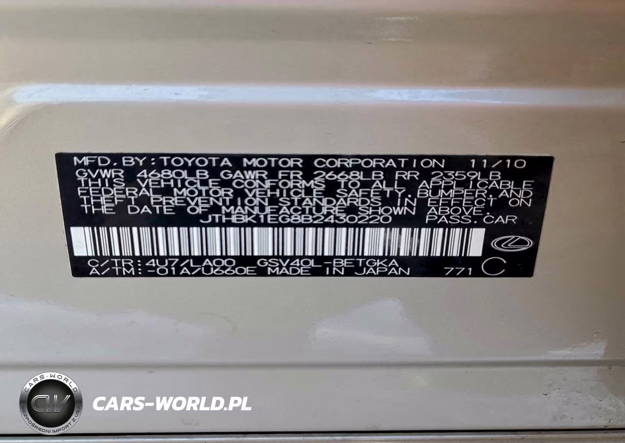 2011 Lexus Es 350 VIN:JTHBK1EG8B2430220 - 12