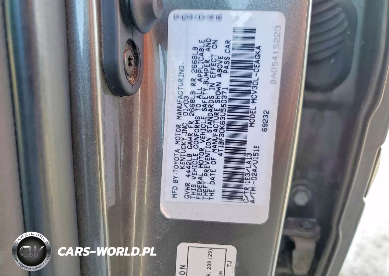 2003 Toyota Camry Xle V6 VIN:4T1BF30K63U550371 - 12