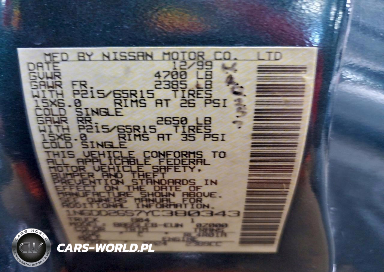 2000 Nissan Frontier King Cab Xe VIN:1N6DD26S7YC380343 - 13