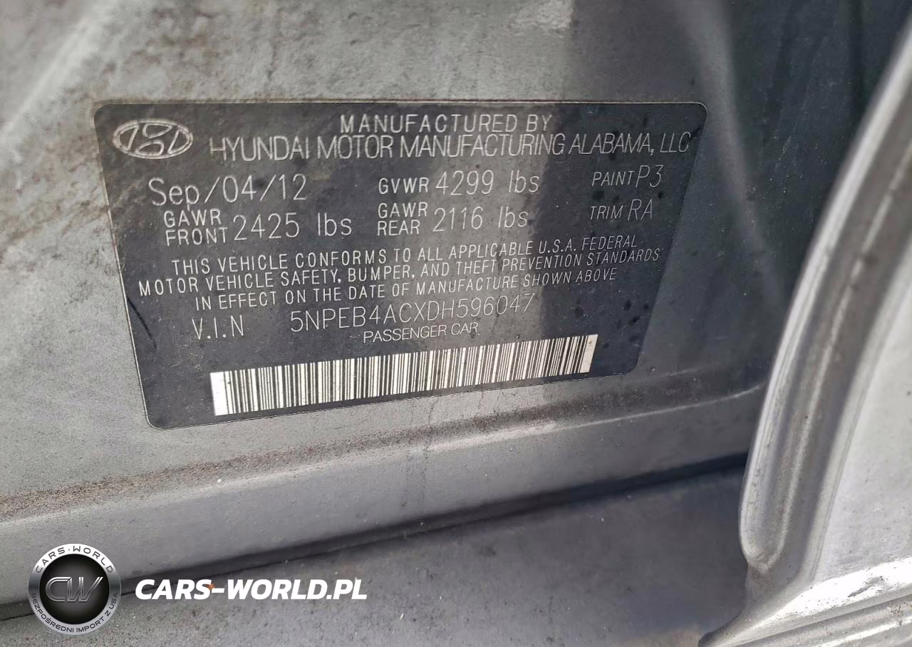 2013 Hyundai Sonata Gls VIN:5NPEB4ACXDH596047 - 12