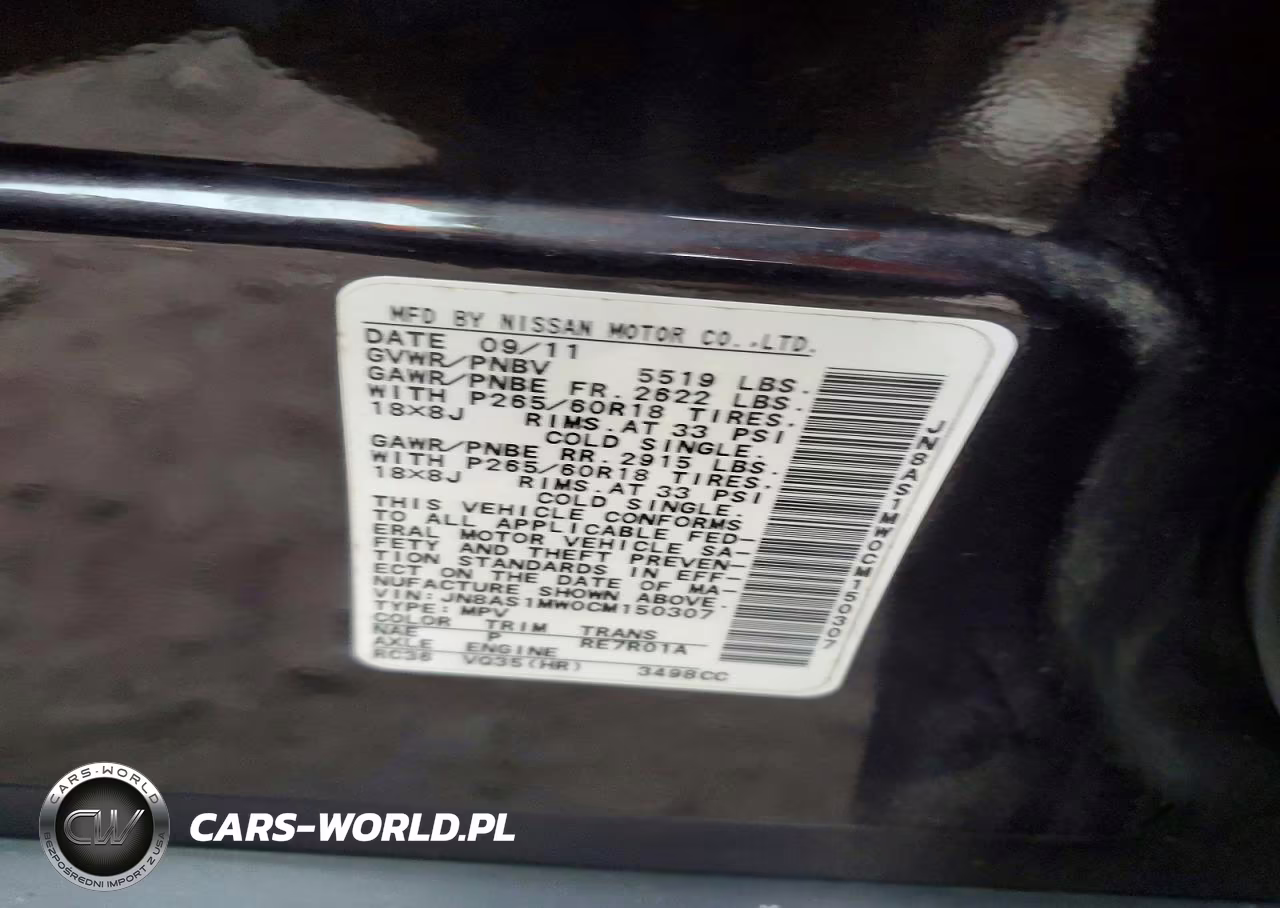2012 Infiniti Fx35 VIN:JN8AS1MW0CM150307 - 12
