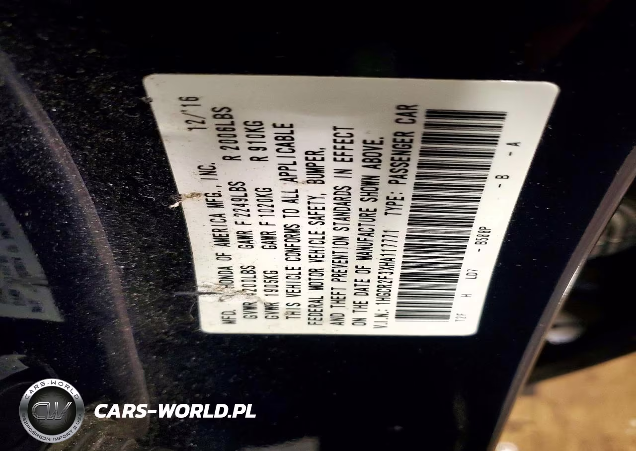 2017 Honda Accord Lx VIN:1HGCR2F3XHA117771 - 13