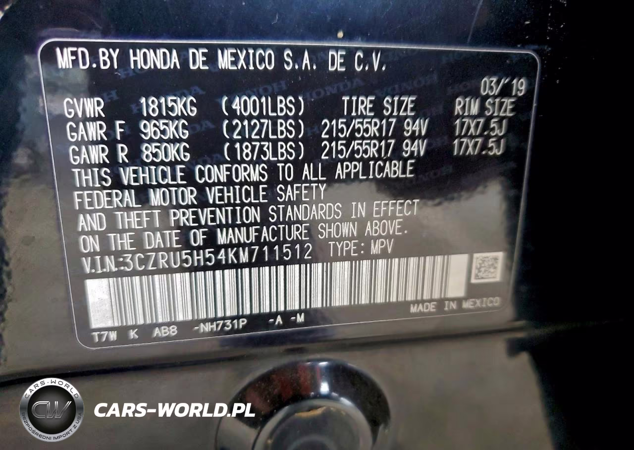 2019 Honda Hr-V Ex VIN:3CZRU5H54KM711512 - 13