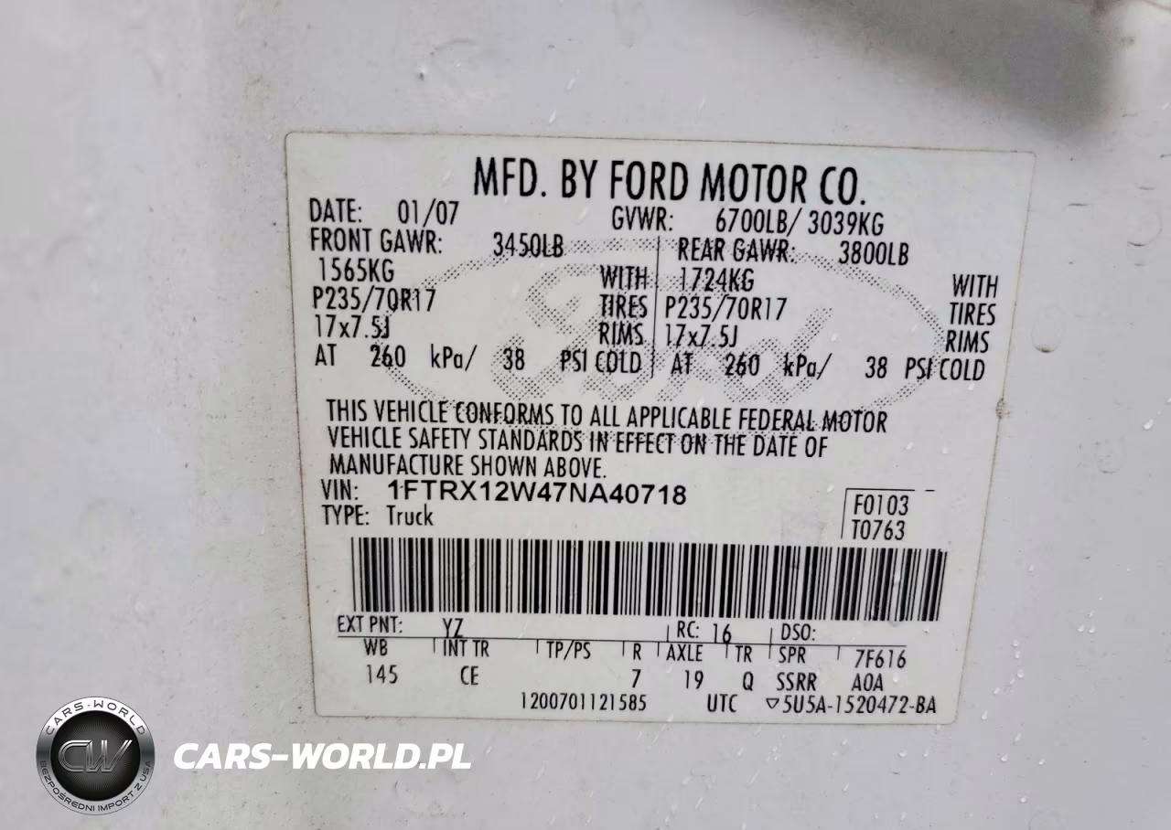 2007 Ford F150 VIN:1FTRX12W47NA40718 - 12