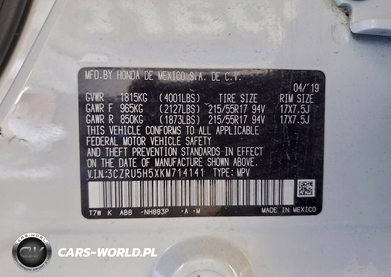 2019 Honda Hr-V Ex VIN:3CZRU5H5XKM714141 - 12