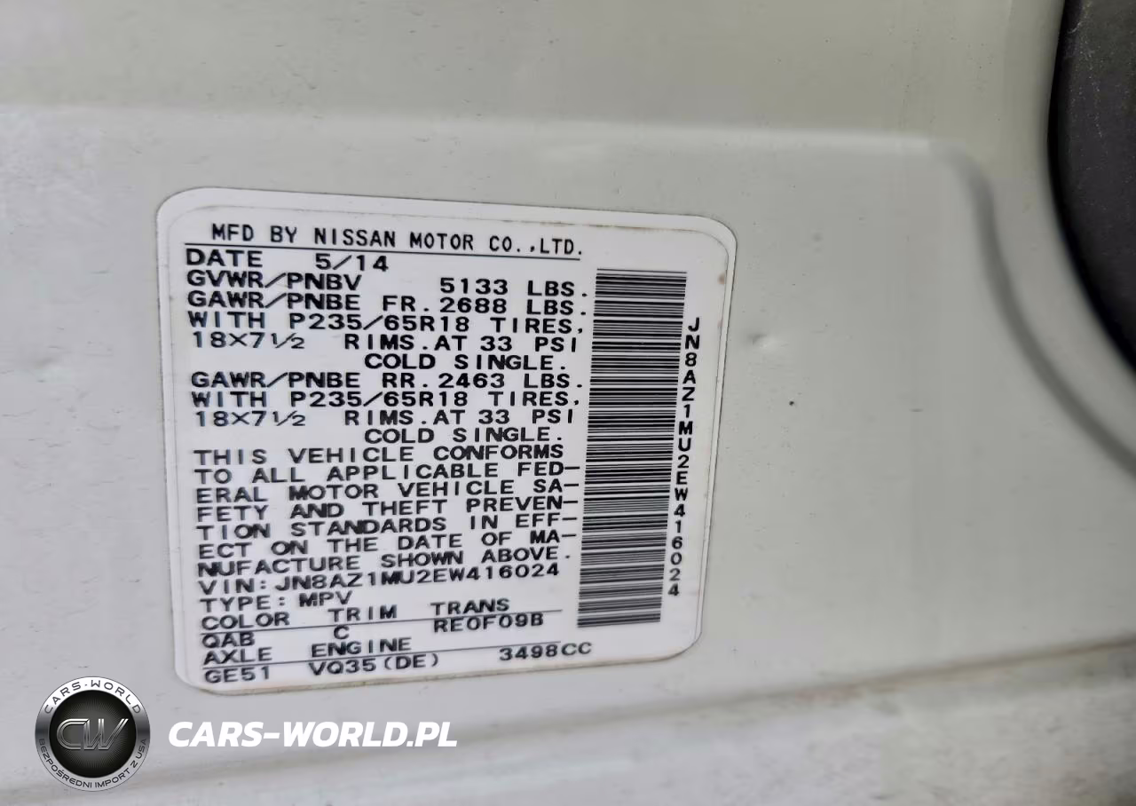2014 Nissan Murano S VIN:JN8AZ1MU2EW416024 - 13