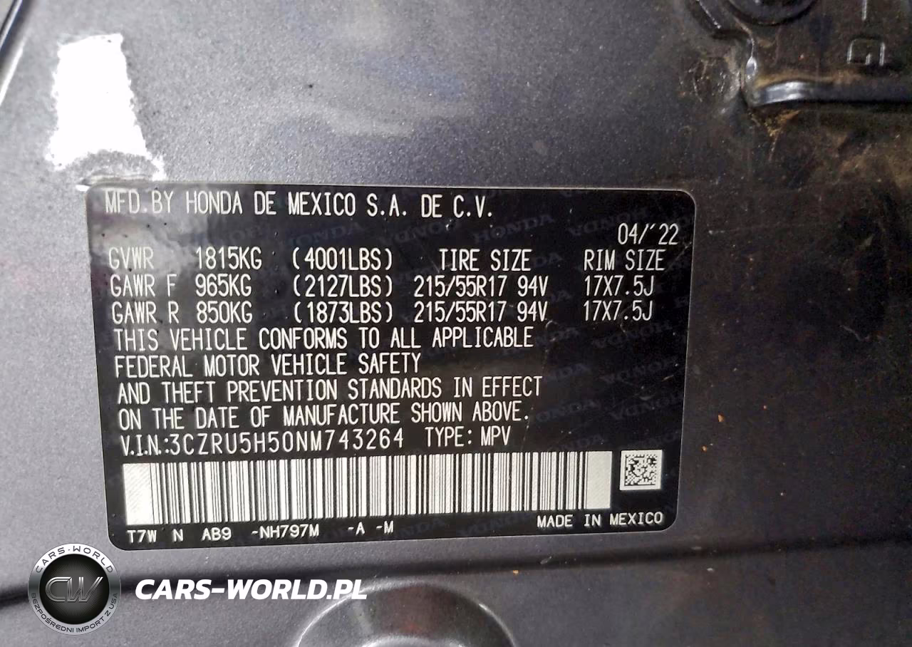 2022 Honda Hr-V Ex VIN:3CZRU5H50NM743264 - 12