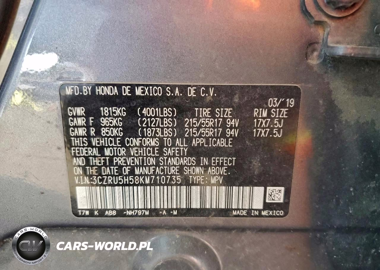 2019 Honda Hr-V Ex VIN:3CZRU5H58KM710735 - 12