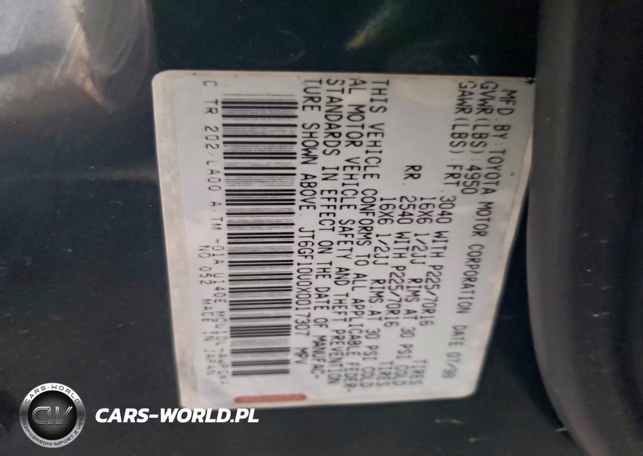 1999 Lexus Rx 300 VIN:JT6GF10U0X0017307 - 13