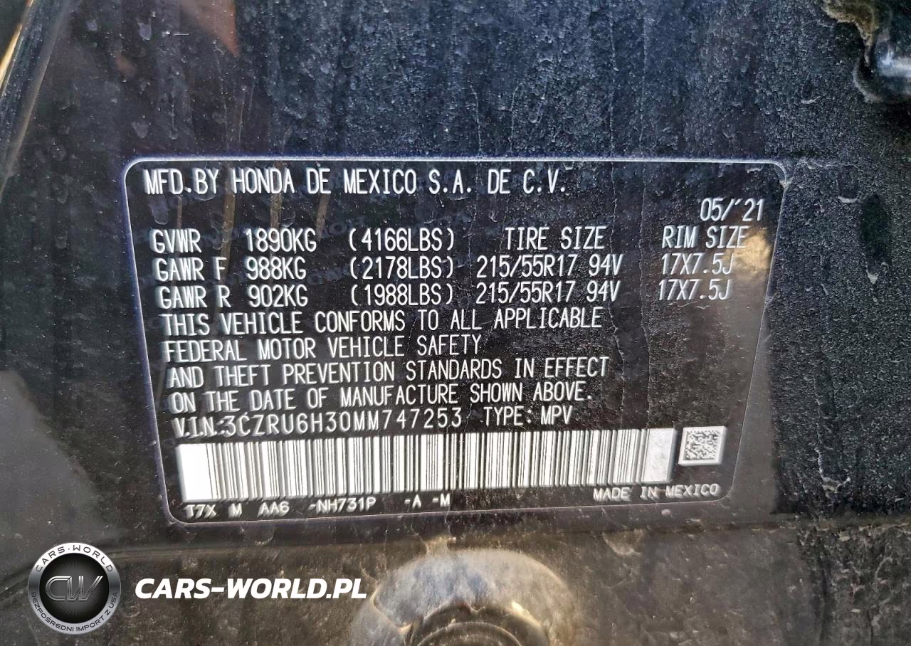2021 Honda Hr-V Lx VIN:3CZRU6H30MM747253 - 13