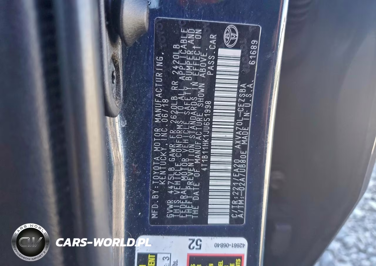 2018 Toyota Camry L VIN:4T1B11HK1JU651998 - 12