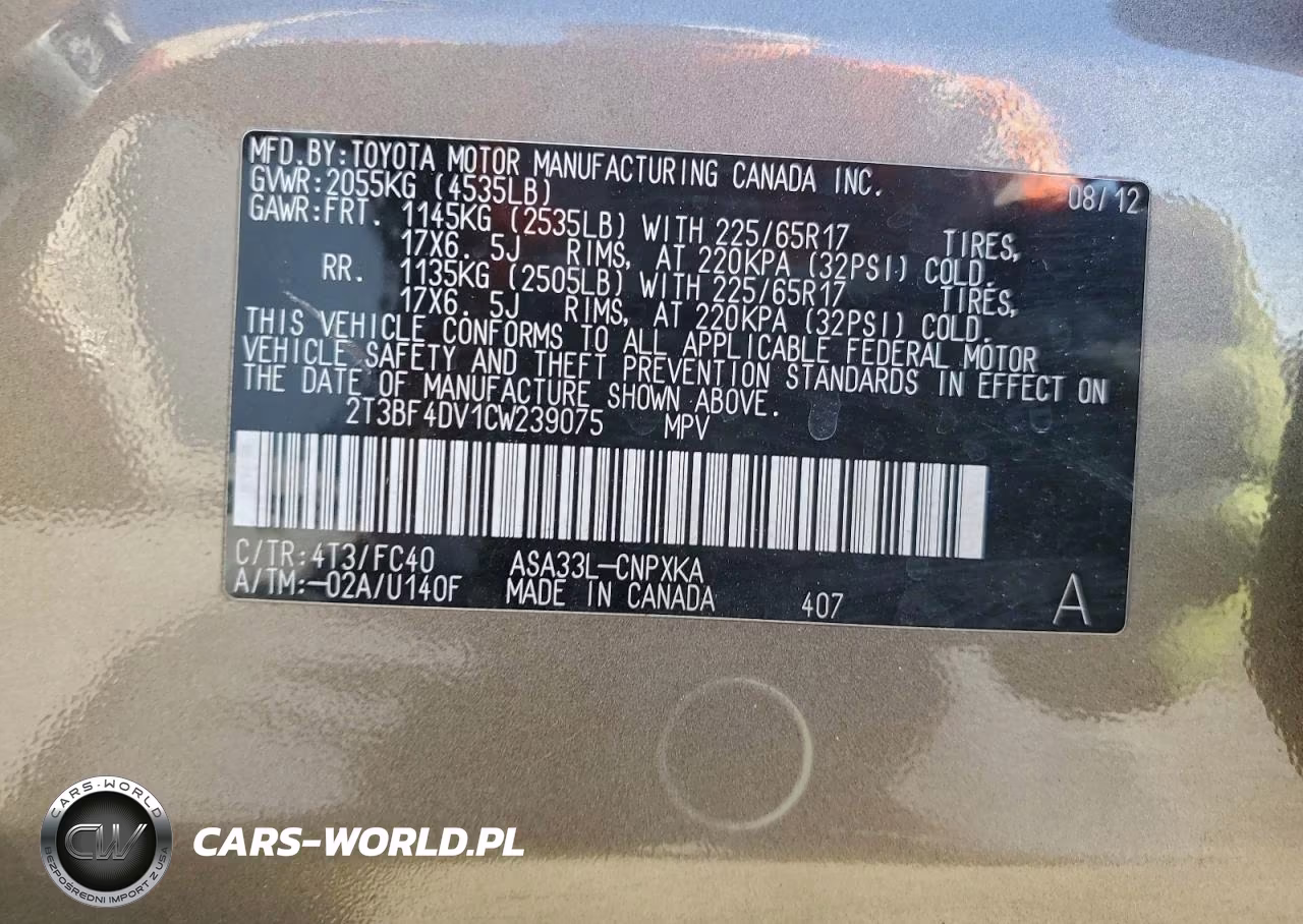 2012 Toyota Rav4 VIN:2T3BF4DV1CW239075 - 13