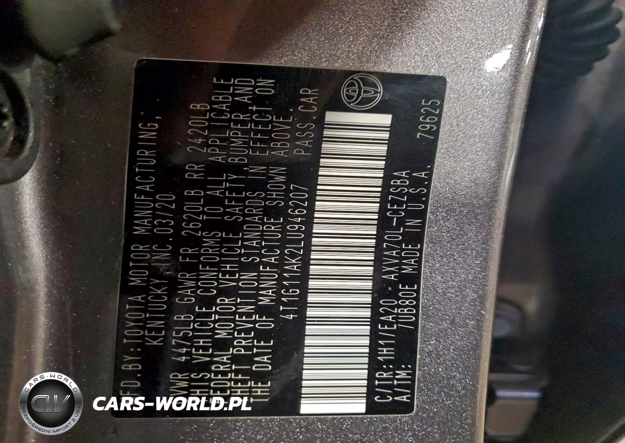 2020 Toyota Camry Se VIN:4T1G11AK2LU946207 - 12