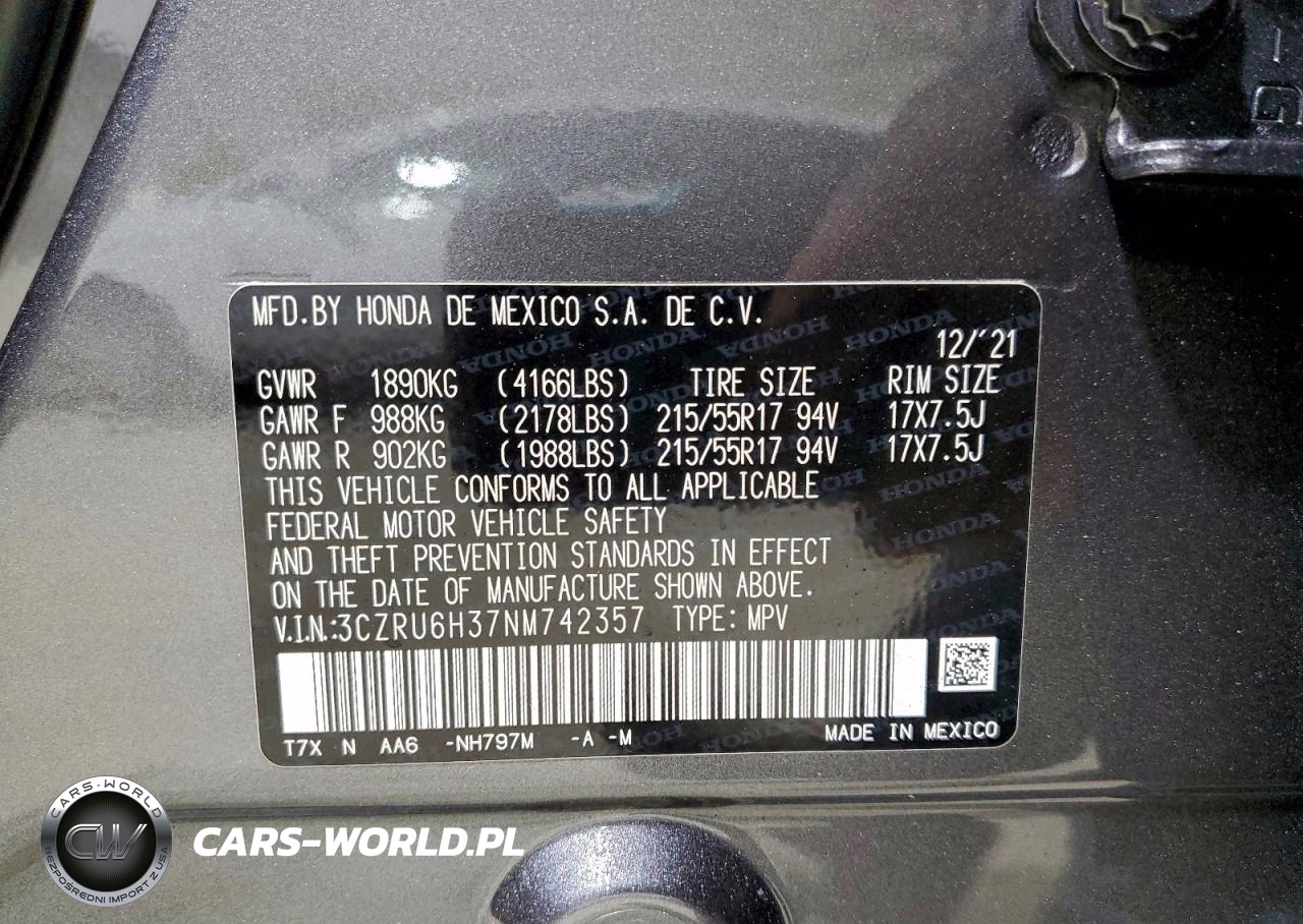 2022 Honda Hr-V Lx VIN:3CZRU6H37NM742357 - 13