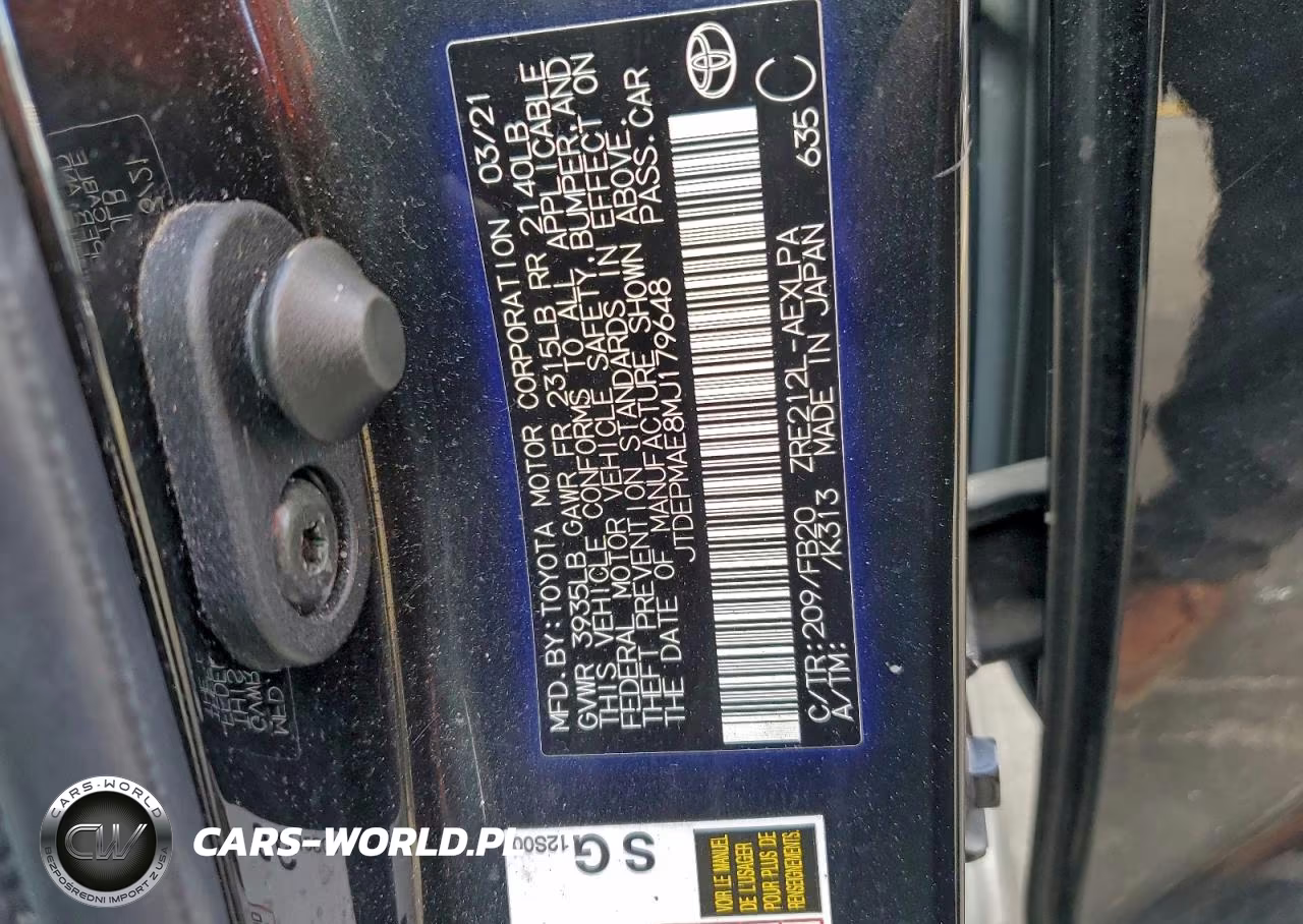 2021 Toyota Corolla Le VIN:JTDEPMAE8MJ179648 - 12