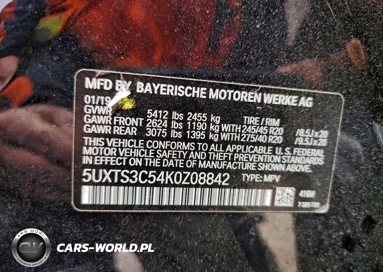 2019 BMW X3 xDrivem40I VIN:5UXTS3C54K0Z08842 - 13