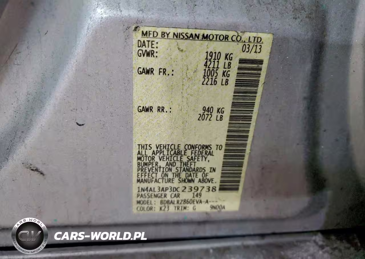2013 Nissan Altima 2.5 VIN:1N4AL3AP3DC239738 - 12
